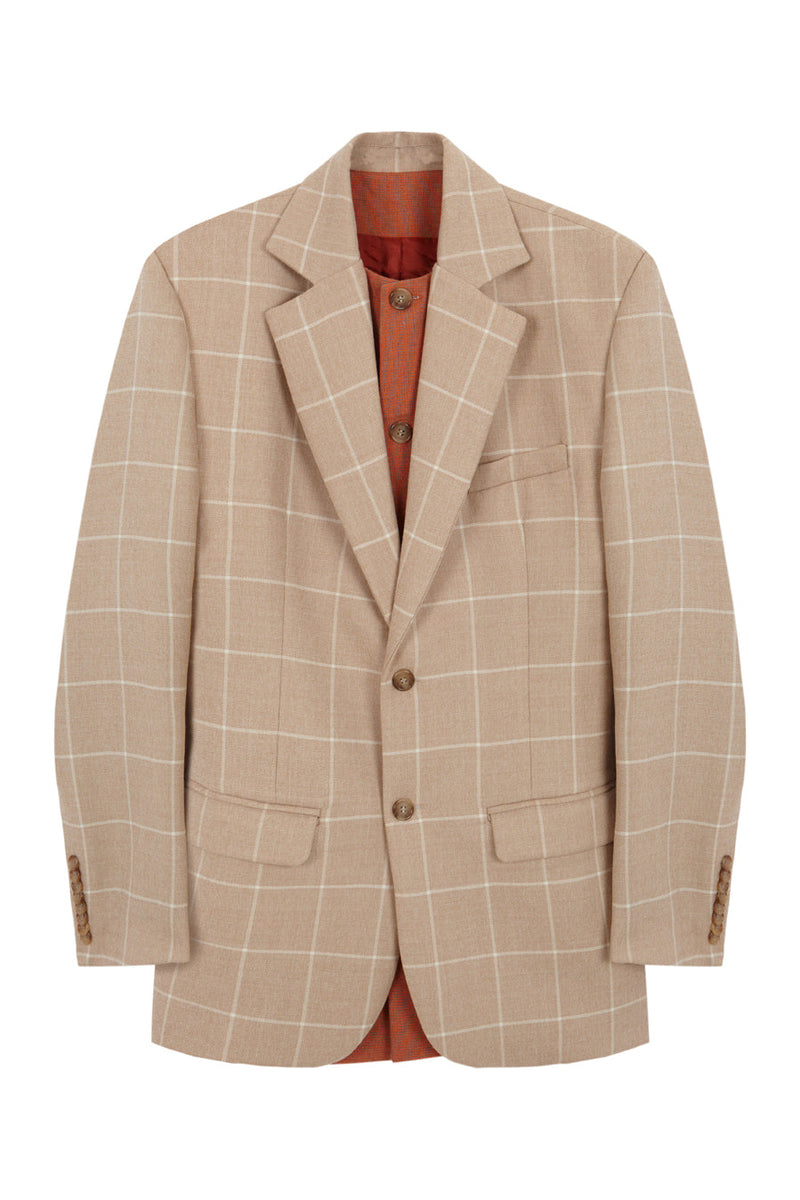 Beige plaid and orange