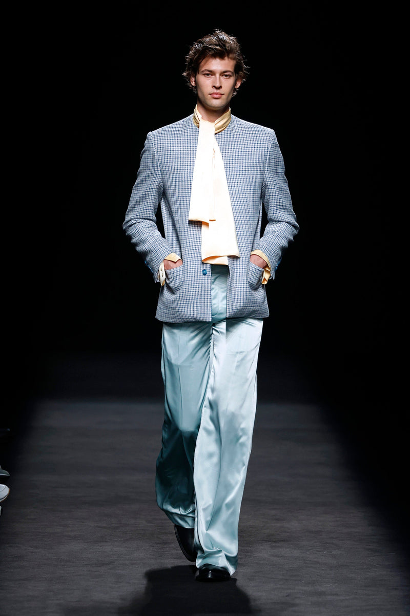 Blue and white plaid