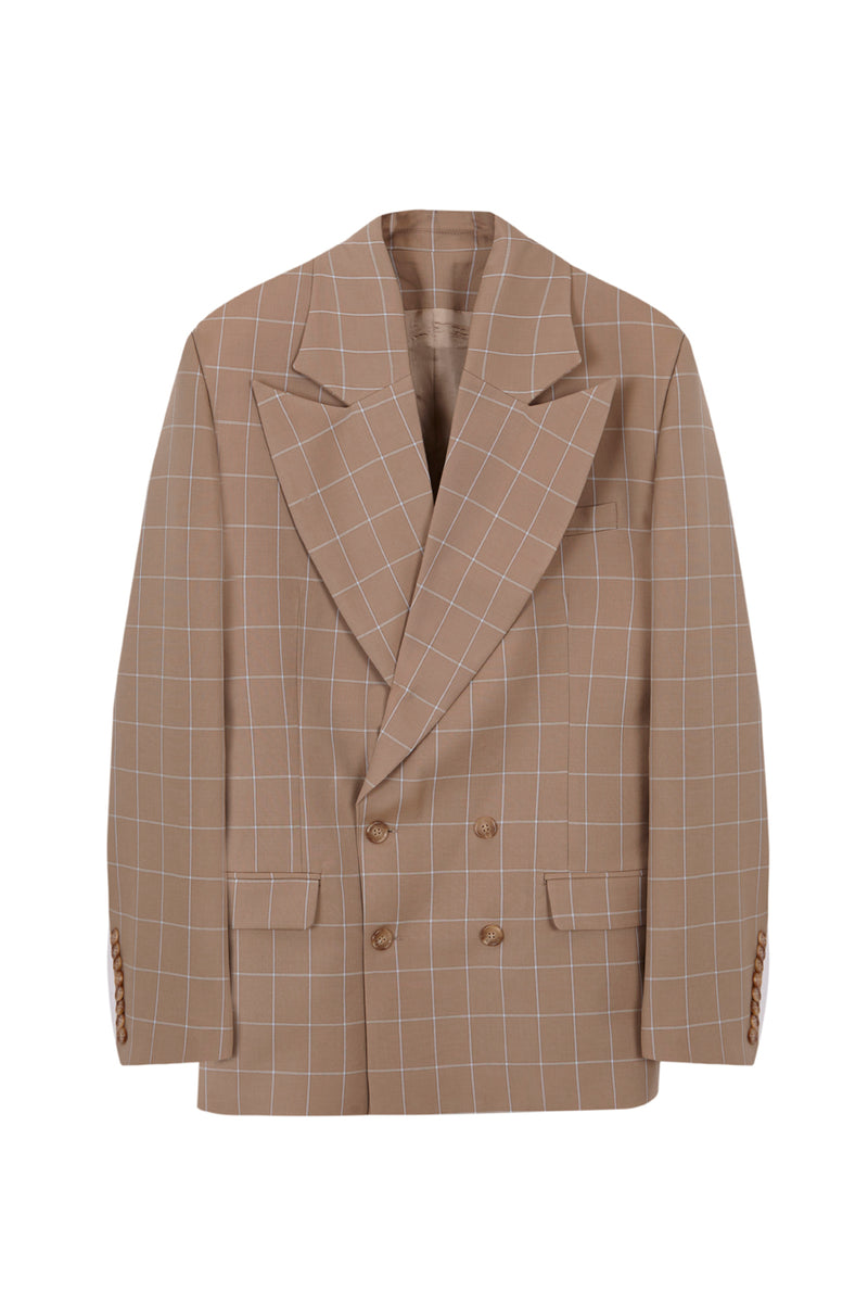 Beige and blue plaid