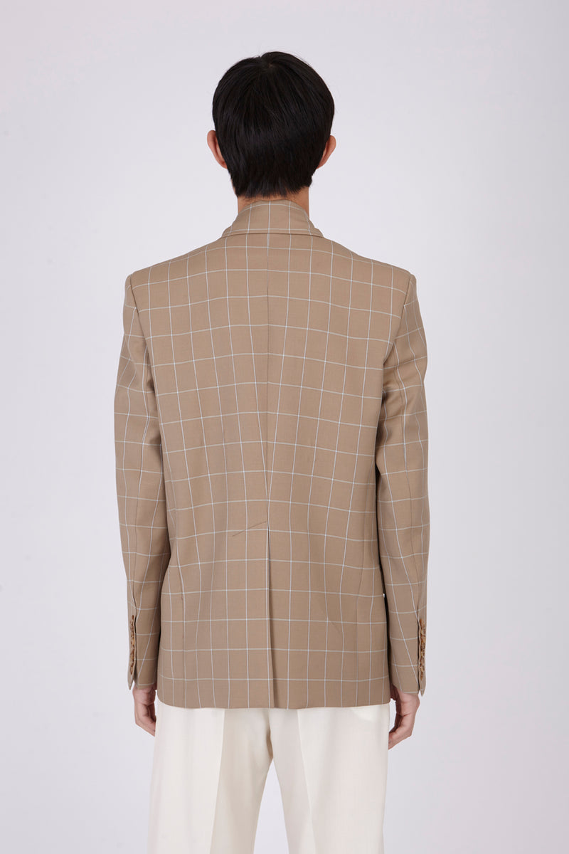 Beige and blue plaid